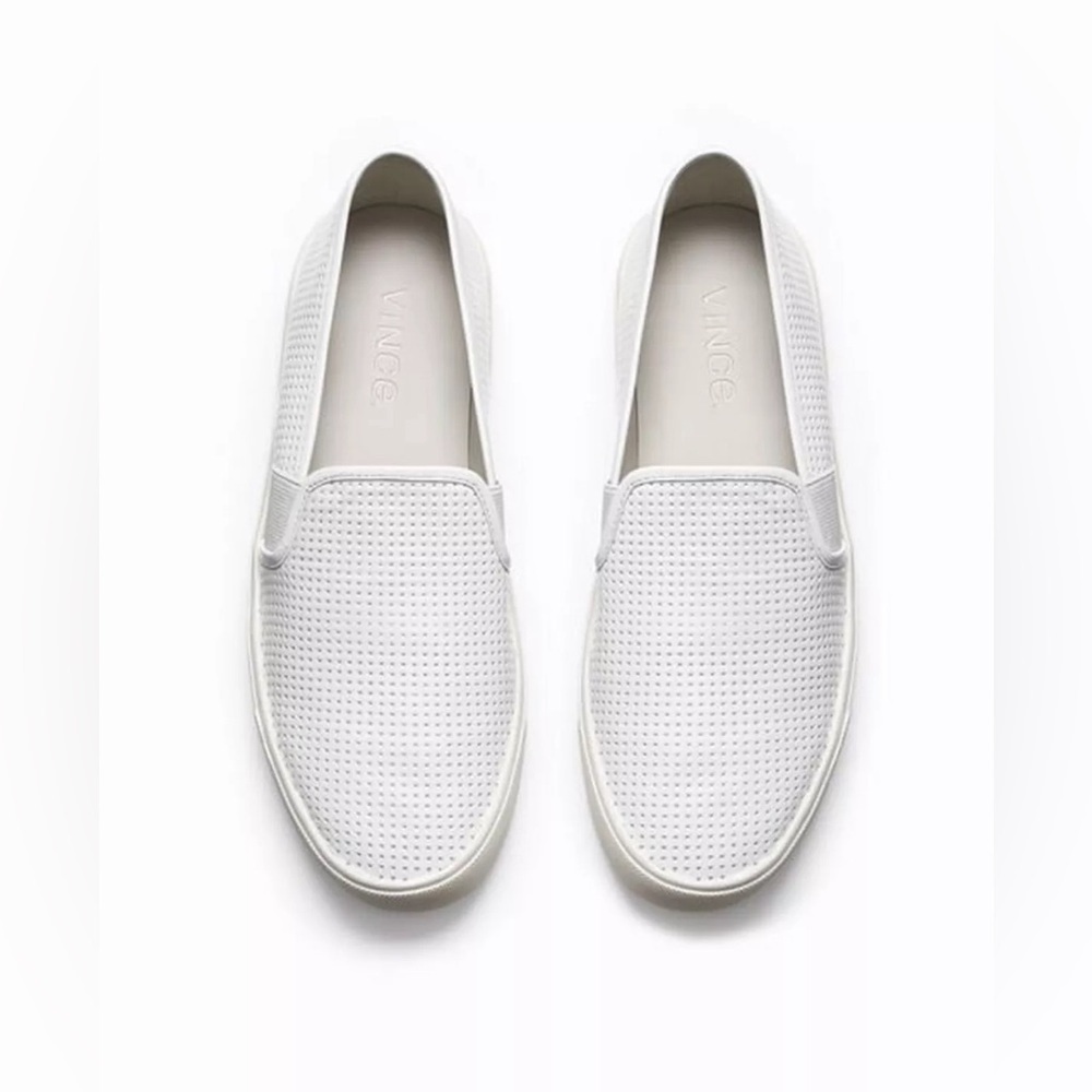 VINCE White Perforated Leather Blair Sneaker, Size 9